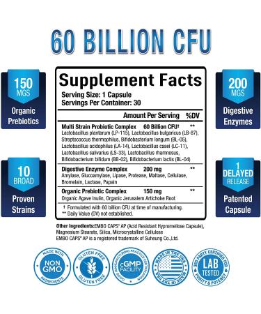 PURELY OPTIMAL Premium Probiotics 60 Billion CFU - 30 Capsules for Digestive Health - Buy Online on GoSupps.com