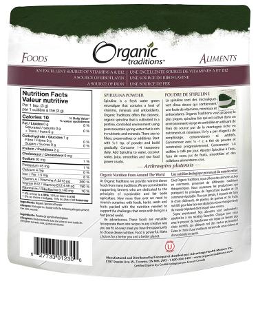 Organic Traditions Spirulina Powder 5.3 oz | Nutrient-Dense Superfood for Energy & Wellness - Buy Online on GoSupps.com