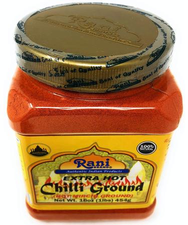 Rani Extra Hot Chilli Powder 16oz - All Natural, Vegan, Gluten-Friendly | Indian Spice in 454g PET Jar - Buy Online on GoSupps.com