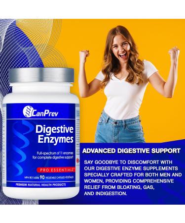 CanPrev - Digestive Enzymes Supplement 90 v-Caps - Enzymes for Digestion Supplement - Stomach Gas Relief for Adults Indigestion Relief and Bloating Relief for Men and Women - Digestive Health - Buy Online on GoSupps.com
