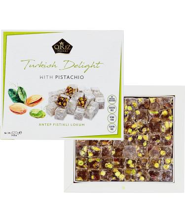 Cerez Pazari Turkish Delight Pistachio Candy 14.8oz Gift Box | Gourmet Vegan Sweets | Traditional Lokum Soft Candy Dessert | Glucose Free | 42 Pcs - Buy Online on GoSupps.com