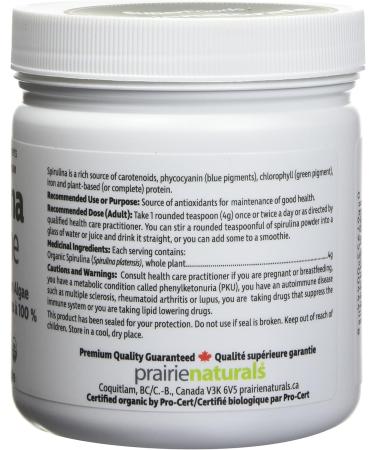 Prairie Naturals Organic Spirulina Blue Green Algae Powder - 200 Gram 200 g (Pack of 1) - Buy Online on GoSupps.com