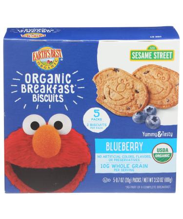 Earth's Best Organic Sesame Street Toddler Breakfast Biscuits, Blueberry, 5 Count, (Pack of 6) - Buy Online on GoSupps.com