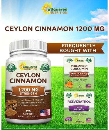 Organic Ceylon Cinnamon 1200mg - 120 Capsules | Heart Health Support Supplement - Buy Online on GoSupps.com