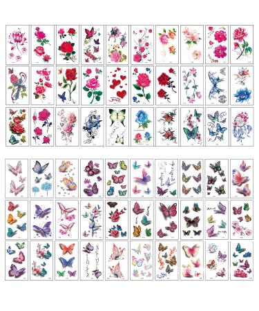 60 temporary tattoo stickers waterproof symbol butterfly flower pattern female temporary tattoo stickers  a variety of design styles