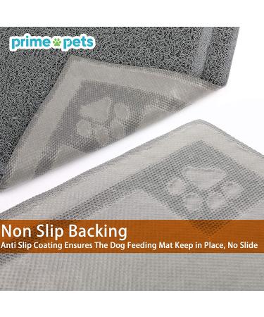 PrimePets Waterproof Dog Food Mat XL - Non Slip Grey Pet Feeding Mat for Water Bowls - Cat Litter Mat - 35 x 24 inches - Buy Online on GoSupps.com