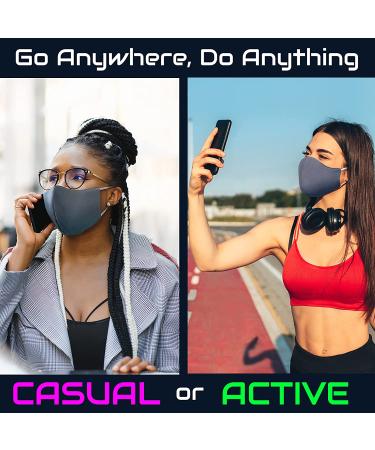 Breathable Gray Cool Moisture Wicking Face Masks - Washable & Lightweight - 3 Pack for Women, Men, Teens - Buy Online on GoSupps.com