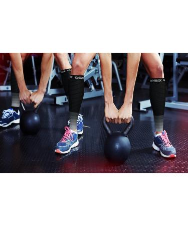 Calf Compression Sleeve for Men & Women - Shin Splints Support, Achilles Tendon Support, Leg Cramps Relief - 1 Pair (BLK-GRY S/M) - Buy Online on GoSupps.com