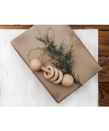 Baby Wooden Teether Rattle - Montessori 3 Ring Toy for Infants - Natural Untreated Wood - Buy Online on GoSupps.com