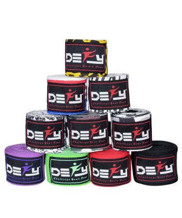 DEFY Professional 180 Inch Hand Wraps for Boxing Muay Thai MMA Elastic Bandages for Men & Women -Pair American
