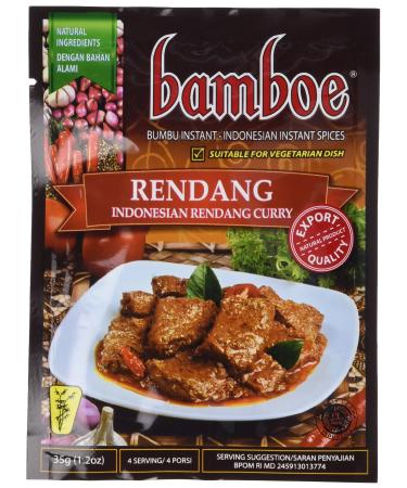 bamboe - RENDANG - INDONESIAN DRY CURRY PASTE - INDONESIAN INSTANT SPICES - 6 x 1.2 OZ /36 g - Product of Indonesia by Bamboe 1.2 Ounce (Pack of 6)