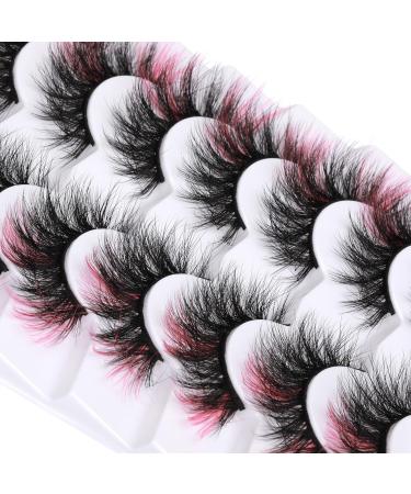 Fluffy Pink Cat-Eye Faux Mink Lashes - 7 Pairs Pack | FANXITON Dramatic Wispy 20mm False Eyelashes - Buy Online on GoSupps.com