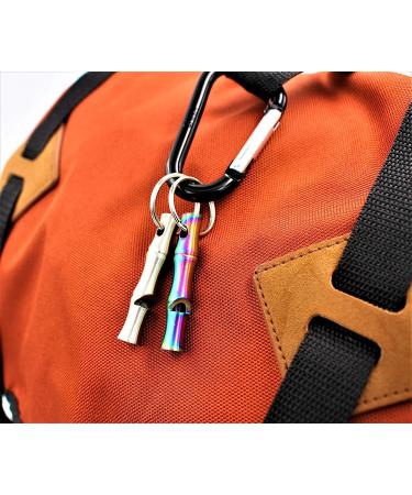 Real Sic Steel Emergency Whistle Keychain - Loud Portable Safety Whistle for Survival & Pet Training - Bamboo Rainbow & Silver - Buy Online on GoSupps.com
