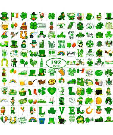 Zomme 192 PCS Unique Design St Patricks Day Tattoos  Include Shamrock Tattoos  Green Temporary Tattoos and St. Patrick's Day Tattoos Stickers  Lucky Clover Temporary Tattoos for Party Favors Accessories or Irish Party