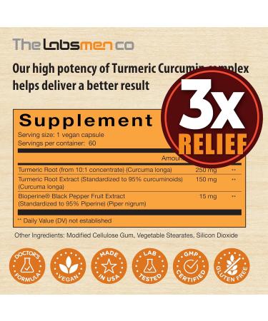 Just One Vegan Turmeric Curcumin Capsule a Day 95% Curcuminoids Turmeric Curcumin 3X Formula with BioPerine Black Pepper Extra Strength Supports Joint Comfort & Healthy Lifestyle 2 Months 60 Count (Pack of 1) - Buy Online on GoSupps.com