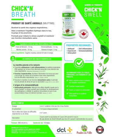 Chicken Birds and Poultry Respiratory Support -Chick'n Breath- for Poultry of All Ages - Supports Respiratory Organs. 500 ml- Made in Canada. - Buy Online on GoSupps.com