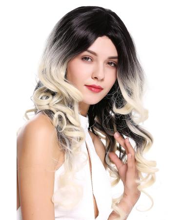 WIG ME UP ZM-1668-613R1B Ladies Wig - Extravagant Diva Curls Middle Parting Black Platinum Blonde Ombre Mix - Shop Now for International Shipping! - Buy Online on GoSupps.com