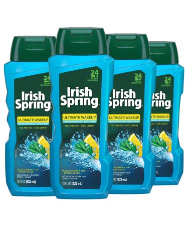 Irish Spring Ultimate Wake Up Tea Tree Face & Body Wash for Men Moisturizing Body Wash Washes Away Bacteria - 18 Fluid Ounce 4 Pack Tea Tree 18 Fl Oz (Pack of 4)
