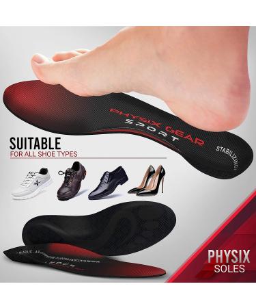 Physix Gear Sport Arch Support Insoles - Orthotic Inserts for Plantar Fasciitis, Flat Feet, High Arches - Men & Women (1 Pair, Medium) - Buy Online on GoSupps.com