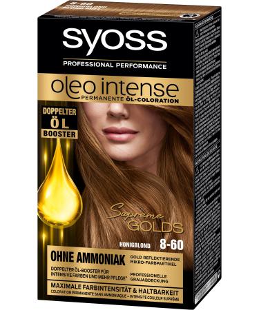 Syoss Oleo Intense Permanent Hair Color 8-60 Honey Blonde Level 3 115ml Pack of 3