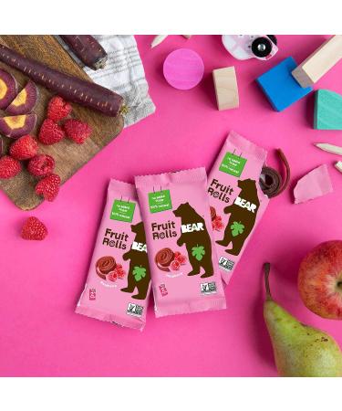BEAR Fruit Rolls Saveur Framboise | 100% Ingr dients Naturels | Sans Sucres Ajout s | Go ter Sain pour Enfants & Adultes | 30 Sachets de 20g | 600g - Buy Online on GoSupps.com