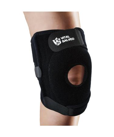 Vital Salveo- Germanium 7.5" Adjustable Open Patella Knee Brace/Support for Joint Pain Arthritis Injury Recovery with Side Stabilizers(PRESSURE PAD) Regular Fit
