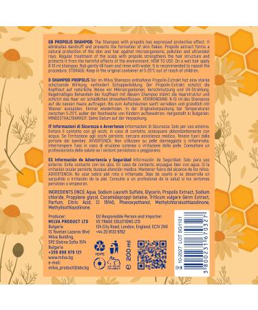 Buy Milva Honey-Bee Propolis Shampoo 200ml - Strengthen Hair Promote Growth Remove Dandruff & Soothe Scalp - International Shipping Available - Buy Online on GoSupps.com