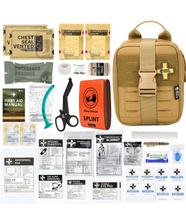 RHINO RESCUE IFAK Trauma First Aid Kit Molle Medical Bag for Car Home Travel Hiking (Khaki PRO) PRO Khaki - Buy Online on GoSupps.com