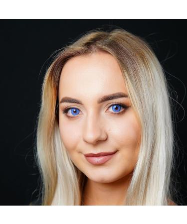 Buy Charmiga Sunny Blue Colored Contact Lenses | 0.0 Diopters | Soft Hydrogel | 2 Pack with Containers | Natural Blue Shades for a Stunning Look - Buy Online on GoSupps.com