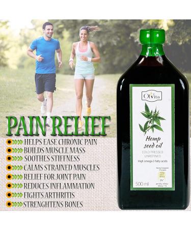 Ol Vita: Cold Pressed Hemp Seed Oil Raw Unrefined NO Additives Pure and Natural Supplement 500ml - Buy Online on GoSupps.com