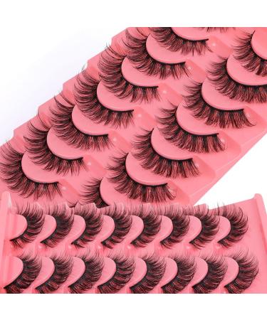 JIMIRE Lashes Fluffy Natural Look Wispy Russian Strip Faux Mink Lashes Cat Eye 14MM False Lashes 8 Pairs Pack - Buy Online on GoSupps.com