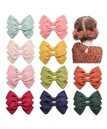 20PCS Baby Girls Hair Bows Clips Fully Lined For Infant Fine Hair Barrettes Accessory for Babies Infant Toddlers Kids in Pairs