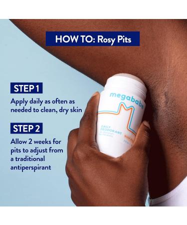 Megababe Daily Deodorant - Rosy Pits | 72 hour Odor Protection | Aluminum-Free Clear & Clean | 2.6 oz - 2 Pack 2 Count (Pack of 1) - Buy Online on GoSupps.com