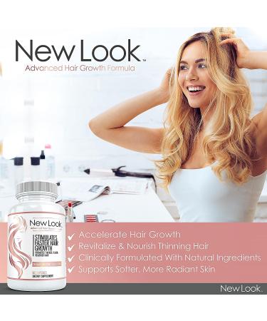 New Look Hair Growth Pills - All-Natural Vitamins with Biotin for Strong & Healthy Hair | Faster Growth, Long Hair & Thinning Treatment - 60 Caps (3 Bottles) - Buy Online on GoSupps.com