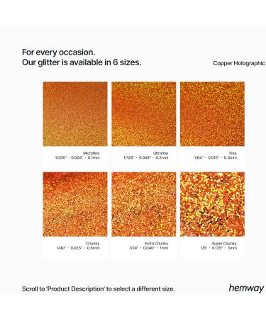 Hemway Eco-Friendly Biodegradable Glitter 100g - Vegan Cosmetic Safe Sparkle for Face Eyes Hair & Nails - Copper Holographic Festival Glitter - Buy Online on GoSupps.com