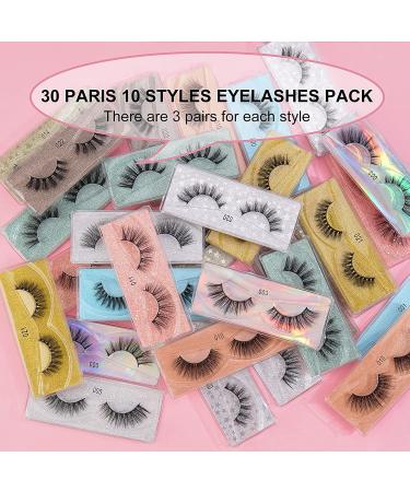 30 Pairs Faux Mink Lashes - MAGEFY 10 Styles Mixed Soft & Reusable Eyelashes Bulk with Glitter Boxes - Buy Online on GoSupps.com