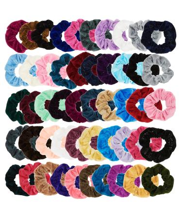 Expressions 50-Piece Scrunchie Value Pack - Assorted Colors in Drawstring Bag | Damage-Free Hair Ties for Girls | Colorful Ponytail Holders Set - Buy Online on GoSupps.com