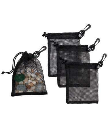 PALTERWEAR Mesh Drawstring Bag With Clip - Set of 4 (6 x 8 inch) Black