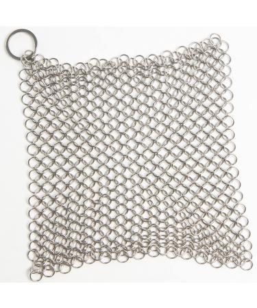 Dapper&Doll Cast Iron Skillet Cleaner - 8"x6" XL Stainless Steel Chainmail Scrubber for Cast Iron Pans 8x6" XL