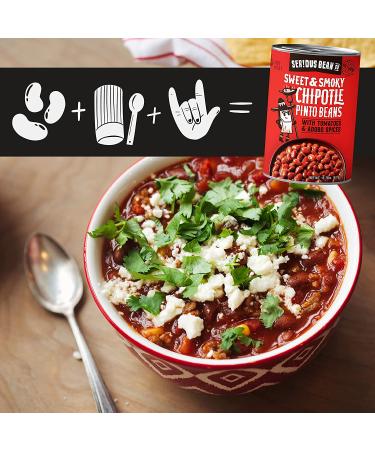 SERIOUS Bean Co Sweet & Smoky Chipotle Pinto Beans - Vegan, Adobo Spices, Ready to Serve - 6 Pack (15.75 oz) - Buy Online on GoSupps.com