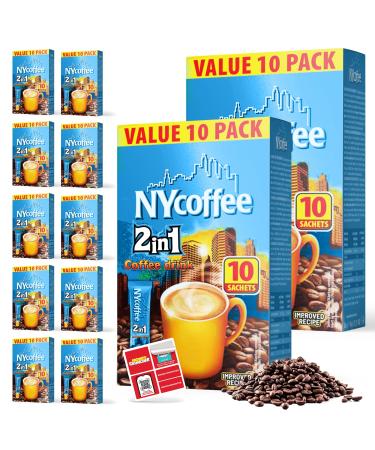 SOL 100pk Bulk NY 2 in 1 Coffee Sachets White Coffee Sachet and SOL Stickers Case Pack NY Coffee 10 x 10 Coffee Sachets 2in1 + SOL Sticker - Buy Online on GoSupps.com