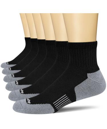 APTYID Men's Ankle Socks Quarter Running Athletic Cushioned 6-Pairs 9-12 6 Pairs Black