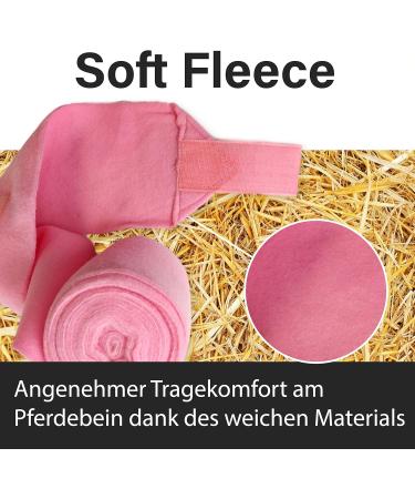 Fleece Horse Bandages with Velcro Fastener - 4 Set in Pink for Ponies | Practical Storage Bag Included - Shop Now! - Buy Online on GoSupps.com
