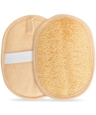 Egyptian Natural Loofah Pad Exfoliating Body Scrubber - Vegan Double Sided Luffa Sponges Deep Clean Your Body, Face & Back While an Exfoliating Washcloth Side Removes Oils - 6.9 x 4.7 Inches, 2 Pack