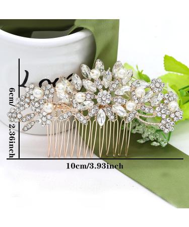 Ammei Rose Gold Wedding Hair Comb with Pearls and Crystals - Bridal Hair Accessories for Parties - Buy Online on GoSupps.com