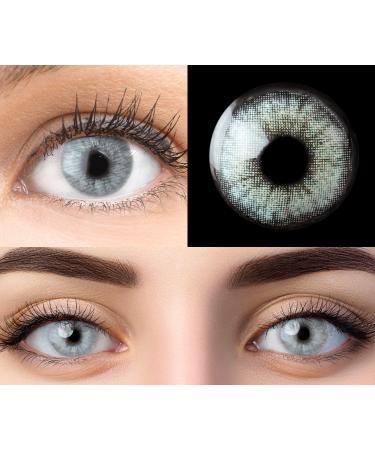 Glamlens Keira Blue Blue + container |Very strongly covering natural blue contact lenses colored |Colored silicone hydrogel |1 pair (2 pieces) |Dia 14.20 |With strength -3.00 diopters -3.0 diopters 8.7 millimeters 14.20 millimeters 2.0
