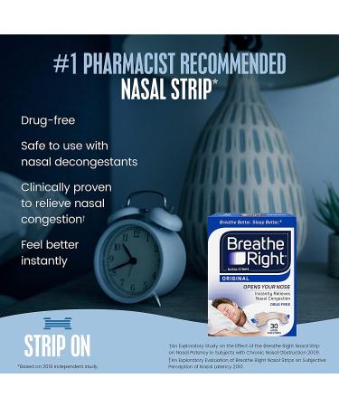 Breathe Right Original Nose Strips - Reduce Snoring & Relieve Congestion - Tan, 30 Count - Buy Online on GoSupps.com