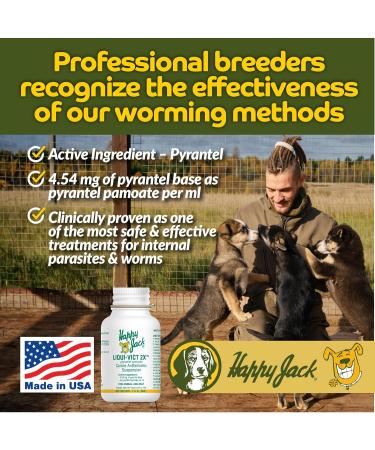 Happy Jack Liqui-Vict 2X Liquid Dog Dewormer - Effective Worm Treatment for All Breeds (2 oz) | Removes Roundworms & Hookworms | Safe for Puppies Adults & Lactating Moms - Buy Online on GoSupps.com