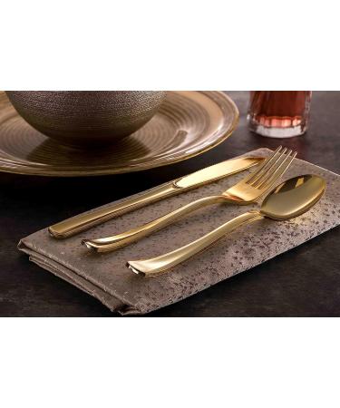 160 Piece Plastic Silverware Set - Disposable Gold Cutlery - Heavy Duty Forks, Spoons, Knives - Party Bulk Pack - Buy Online on GoSupps.com