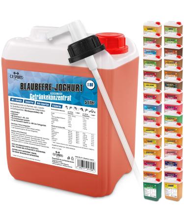 C.P.Sports 5 liters of drinks SIRUP beverage concentrate for approx. 400 liter finished drink vitamins sports drink concentrate various varieties including dosing dispenser with L-carnitine (blueberry yoghurt)